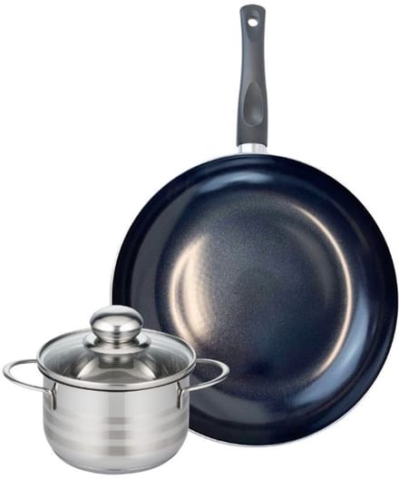 Set van 1 Koekenpan 28 cm en 1 braadpan 14 cm Elo Prima Glanzend