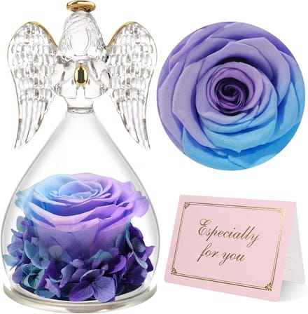 Roos in Glas - Eeuwige Bloem - Cadeau voor Haar - Echte Bewaarde Roos - 7.6 cm Hoog