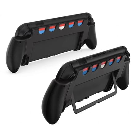 Solvix Nintendo Switch 2 Grip Case – Ergonomische Handgreep met Standaard – Antislip Controllerhouder – 5 Game Slots – Zwart