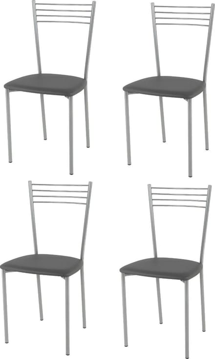 Tommychairs Elena - Eetkamerstoelen - Set van 4 - Aluminium & Donker Grijs - Kunstleer