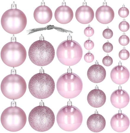 Springos Kerstballen | 30 Stuks | 6 cm | Roze