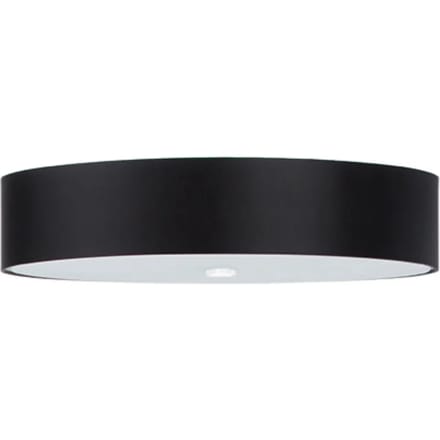 Plafondlamp SKALA 60 met ronde stoffen kap en glas - Sollux Lighting - IP20 - Zwart stof/glas/staal behuizing - 60 x 60 x 16 cm - 5 x E27 LED, exclusief lichtbron - 5 x 15 W - Minimalistische plafondlamp voor woonkamer, slaapkamer en eetkamer