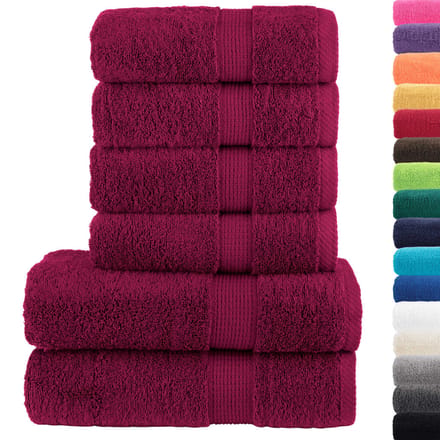 vidaXL - 6-delige - Handdoekenset - SOLUND - 600 - g/m² - bordeauxrood