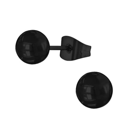 Zwarte bolletjes oorbellen 7mm - Minimalistisch design - Staal