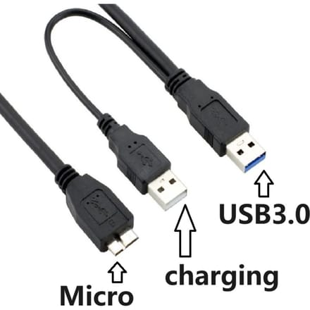1M 0.5M HDD USB 3.0 Type A naar Micro B Y-kabel USB3.0 datakabel voor externe mobiele harde schijf Schijf Datakabels oplaadkabel