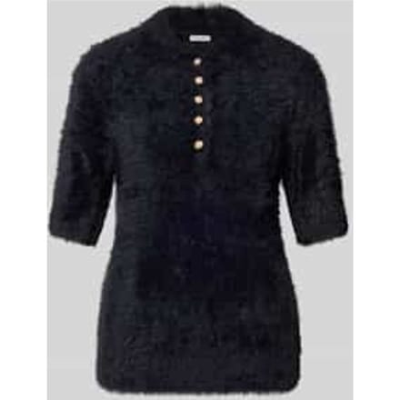Gebreide pullover met 1/2-mouwen en knoopsluiting