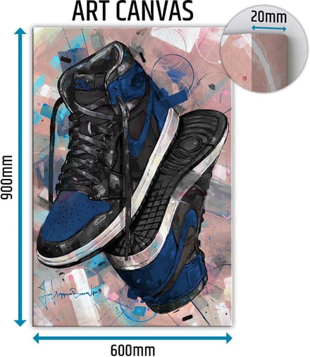 Sneaker canvas upside down royal blue 60x90 cm