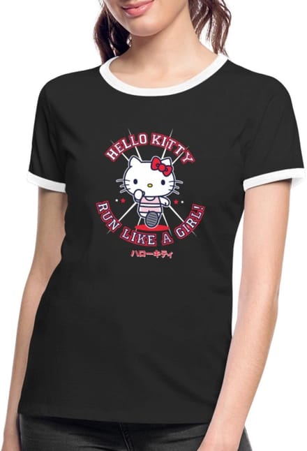 Hello Kitty Run Like A Girl Vrouwen Contrast Shirt
