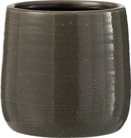 J-Line bloempot Effen - keramiek - grijs - small - 2 stuks - Ø 12 cm