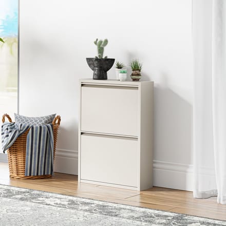 Schoenenkast Sokndal 2 kleppen gebroken wit 71x50x15 cm [en.casa]