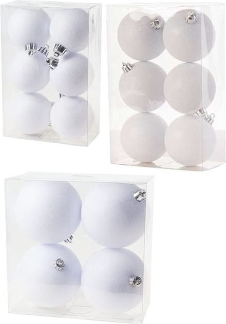 Cosy & Trendy Kerstballen set glitter wit 6 - 8 - 10 cm - 50 stuks - kunststof - ophangdraadjes