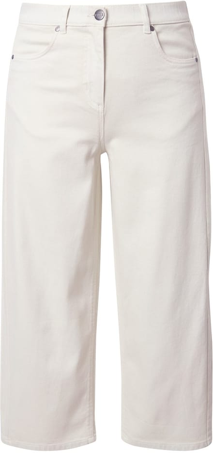 Ulla Popken - Dames - Barrel-jeans wijde pijpen comfortabele tailleband - Off-white - Maat 58