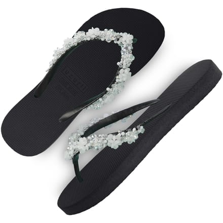 Uzurii Precious Bloom White Dames Slippers Black Maat 37/38