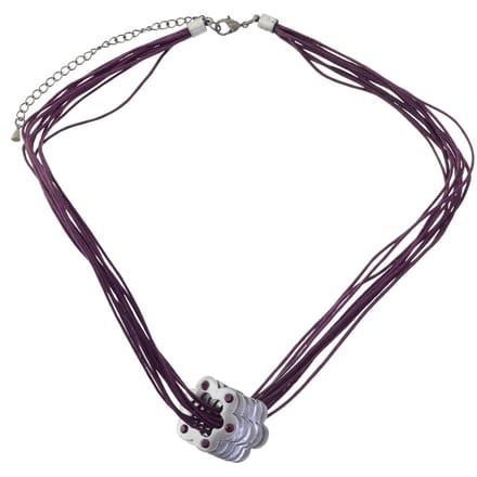 Behave - Ketting paars met bloem hanger en steentjes - 40 cm