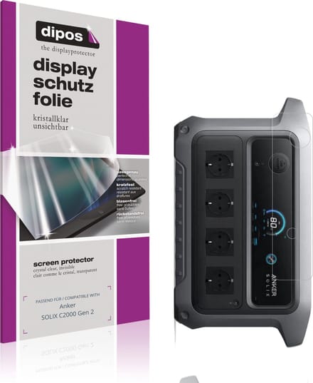 dipos – 2x Beschermfolie geschikt voor Anker SOLIX C2000 Gen 2 | Krasbestendige & heldere Screenprotector Ultra-Thin