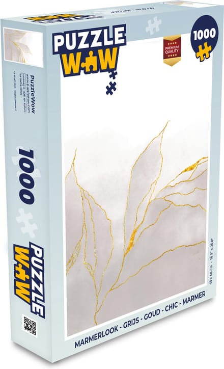 Puzzel Marmerlook - Grijs - Goud - Chic - Marmer print - Legpuzzel - Puzzel 1000 stukjes volwassenen