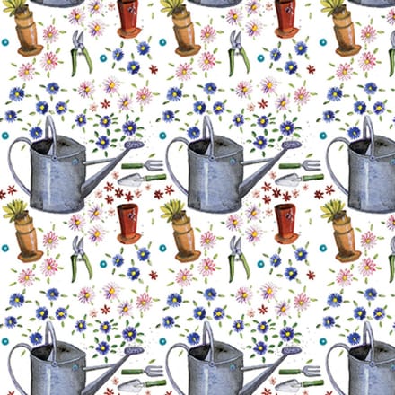 Alex Clark WATERING CAN FOLDED GIFTWRAP - Cadeauverpakking met labels tuingereedschap
