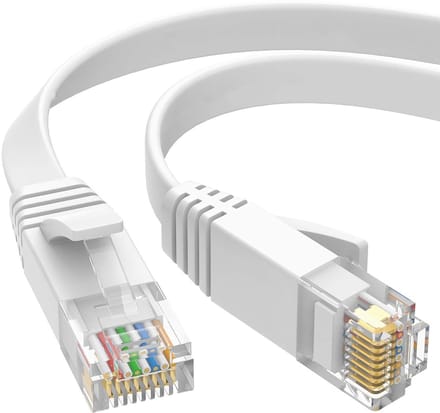 Rainbecom - Internetkabel 5 meter - CAT6 Flat - Patchkabel – Platte UTP CCA - Kabel - Ethernet Kabel - RJ45 - LAN Cable – Netwerkkabel – Wit - 28AMG