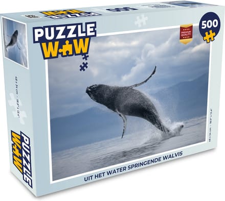 Puzzel Uit het water springende walvis - Legpuzzel - Puzzel 500 stukjes