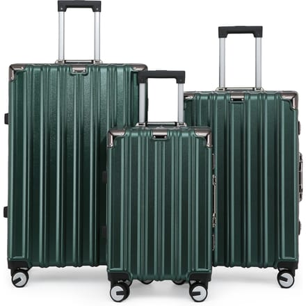 Hardshell Groene Kofferset Robuuste 8 Wiel Bagage Cabine Koffer Tas