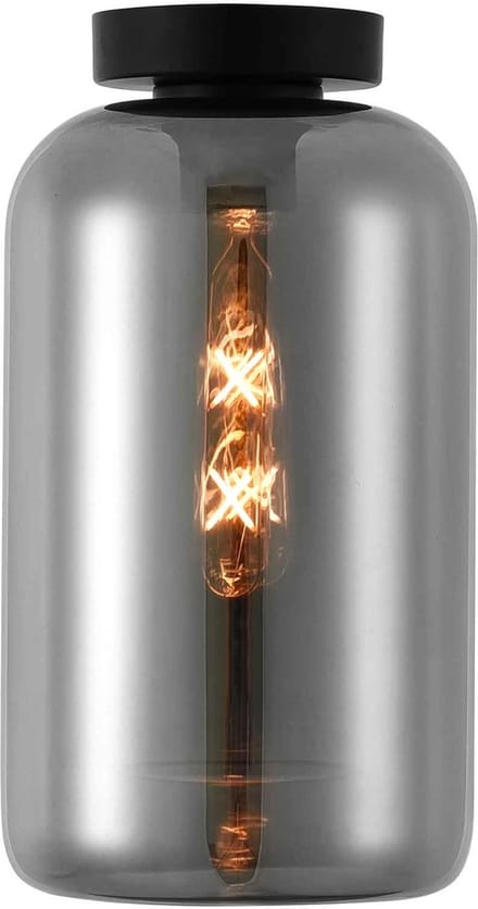 Artdelight - Plafondlamp Botany Ø 18 cm rook glas zwart