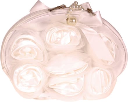 Tasje off-white met bloemen - 23x13cm