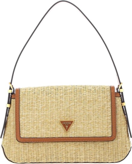 GUESS schoudertas handtas Desideria Flap Shoulder Bag Natural / Cognac Lichtbruin