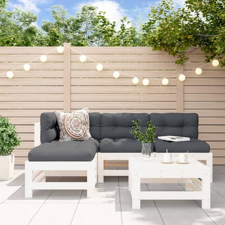 vidaXL - 5-delige - Loungeset - massief - grenenhout - wit