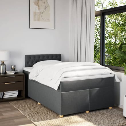 vidaXL - Boxspring - met - matras - stof - donkergrijs - 120x190 - cm