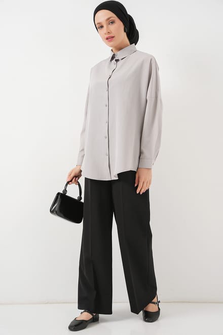 Ontspannen Pasvorm Poplin Shirt met Knoopsluiting