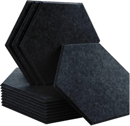 Geluidsabsorberende Panelen - Akoestische Isolatie - Studio Thuisopname - Hoge Dichtheid Polyester - Groot Zeshoekig - Donkergrijs