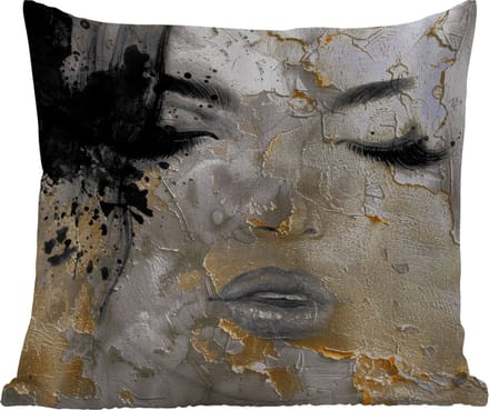 Tuinkussen - Vrouw - Kunst - Goud - Zwart - 40x40 cm - Weerbestendig
