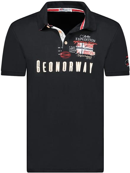Geographical Norway Expedition Heren Polo Katoen Kason Zwart - L