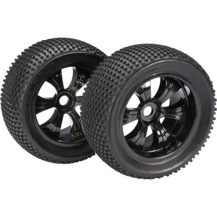 Absima 1:8 Truggy Complete wielen Dirty 6-spaaks Zwart 2 stuk(s)