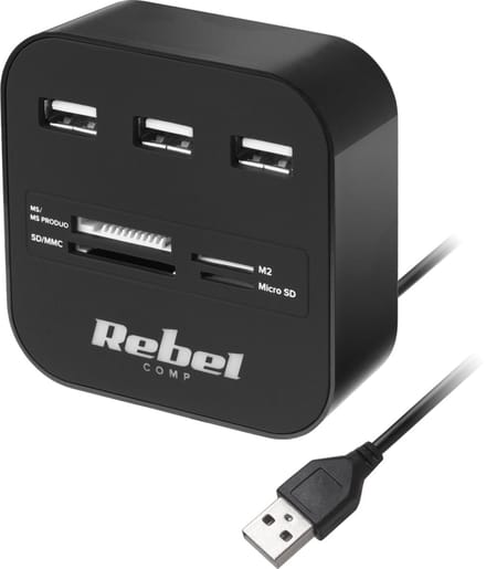 Rebel - USB 2.0 Hub - Splitter - 480 Mb/s - MicroSD