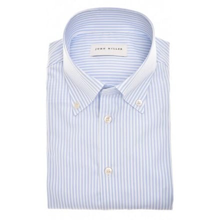 John Miller Overhemd Button-Down Cotton Non-Iron Allover Stripe Licht Blauw / male
