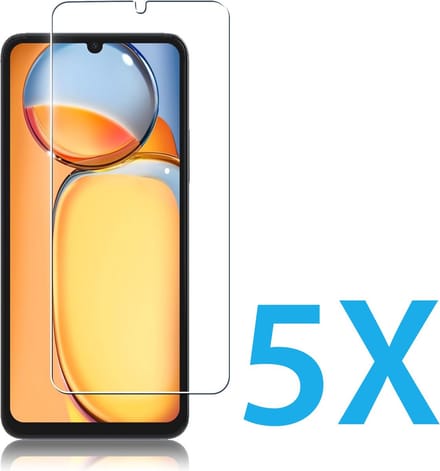 Glasplaatje Geschikt voor: Xiaomi Redmi 13C / Poco C65 - 5x Screenprotector - screen protector - glas - bescherm - beschermglas