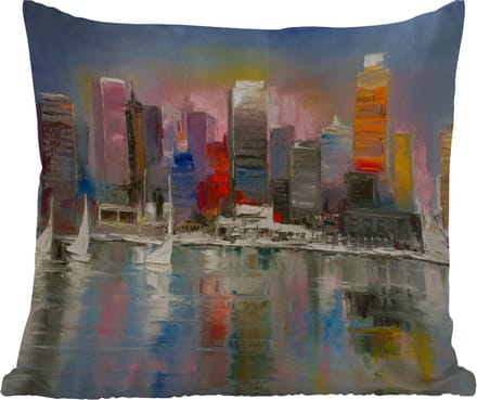 Sierkussen Buiten - Schilderij - Olieverf - Skyline - Water - 60x60 cm - Weerbestendig