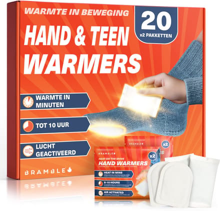 Bramble - Combinatiepakket met 20 paar hand- en teenwarmers (10 paar handwarmers, 10 paar teenwarmers) Tot 10 uur warmte
