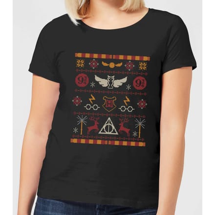 Harry Potter Knit dames kerst t-shirt - Zwart - M
