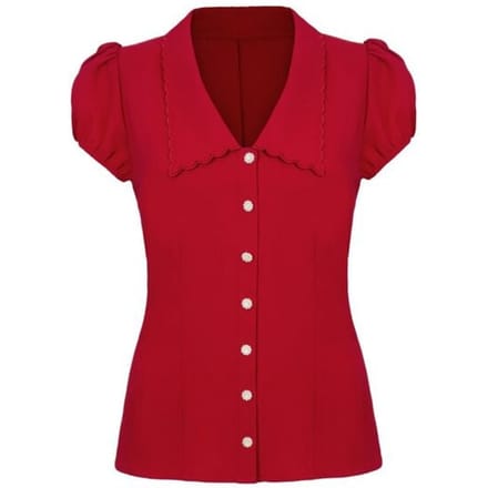 Hell Bunny - Rockabilly Blouse - Maddy Blouse - S - voor Vrouwen - rood