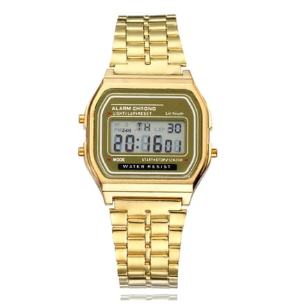 Digitaal Retro Horloge - Staal - Goudkleurig - 22 mm