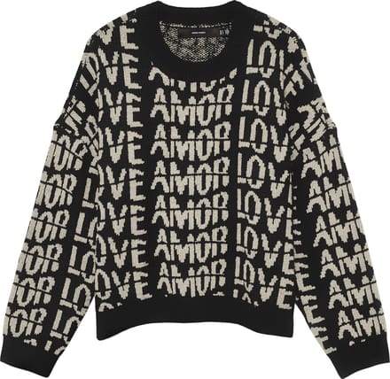 Vero Moda Trui Vmlove Ls O-neck Pullover Boo 10331432 Black/with Birch Small Love Dames Maat - M