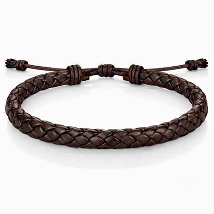 Heren Armband Gevlochten Leer Bruin Verstelbaar