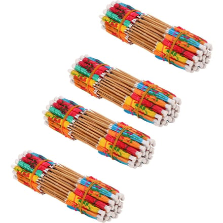200 Stuks Cocktailparaplu's Meerkleurig Exquise Patroon Veilig Papier Bamboe Drankparaplu's voor Bar red