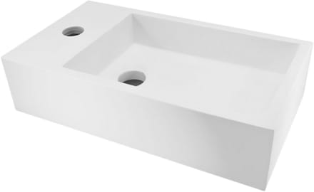 AquaVik Fontein Links Lysa 40 x 22 x 10 cm Solid Surface Mat Wit