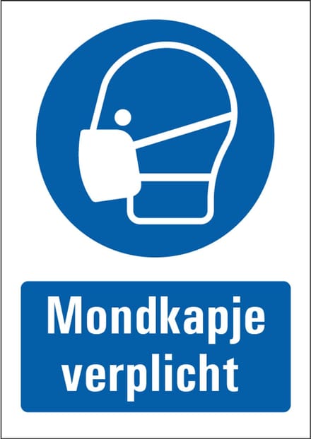 Mondkapje verplicht bord met tekst 148 x 210 mm