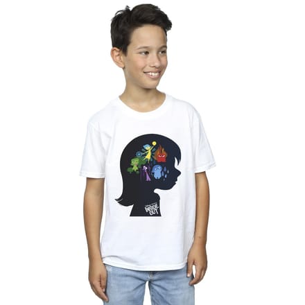 Disney Jongens Binnenste Buiten Hoofd Silhouet T-shirt (Wit)
