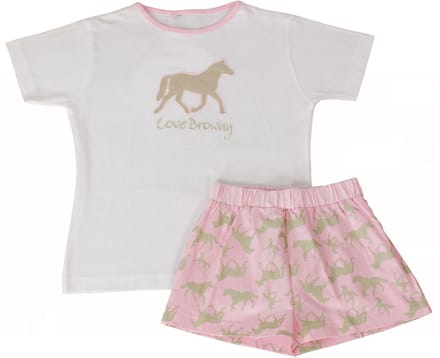 AnnaRebella Meisjes Shortama - 100% Katoen - Roze - Maat 176