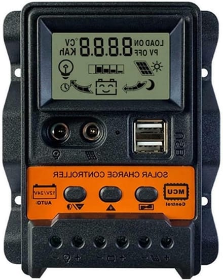 Solar Laadregelaar - PWM Controller - Energie Beheer - Dubbele USB Uitgang - 10A - Zwart Oranje